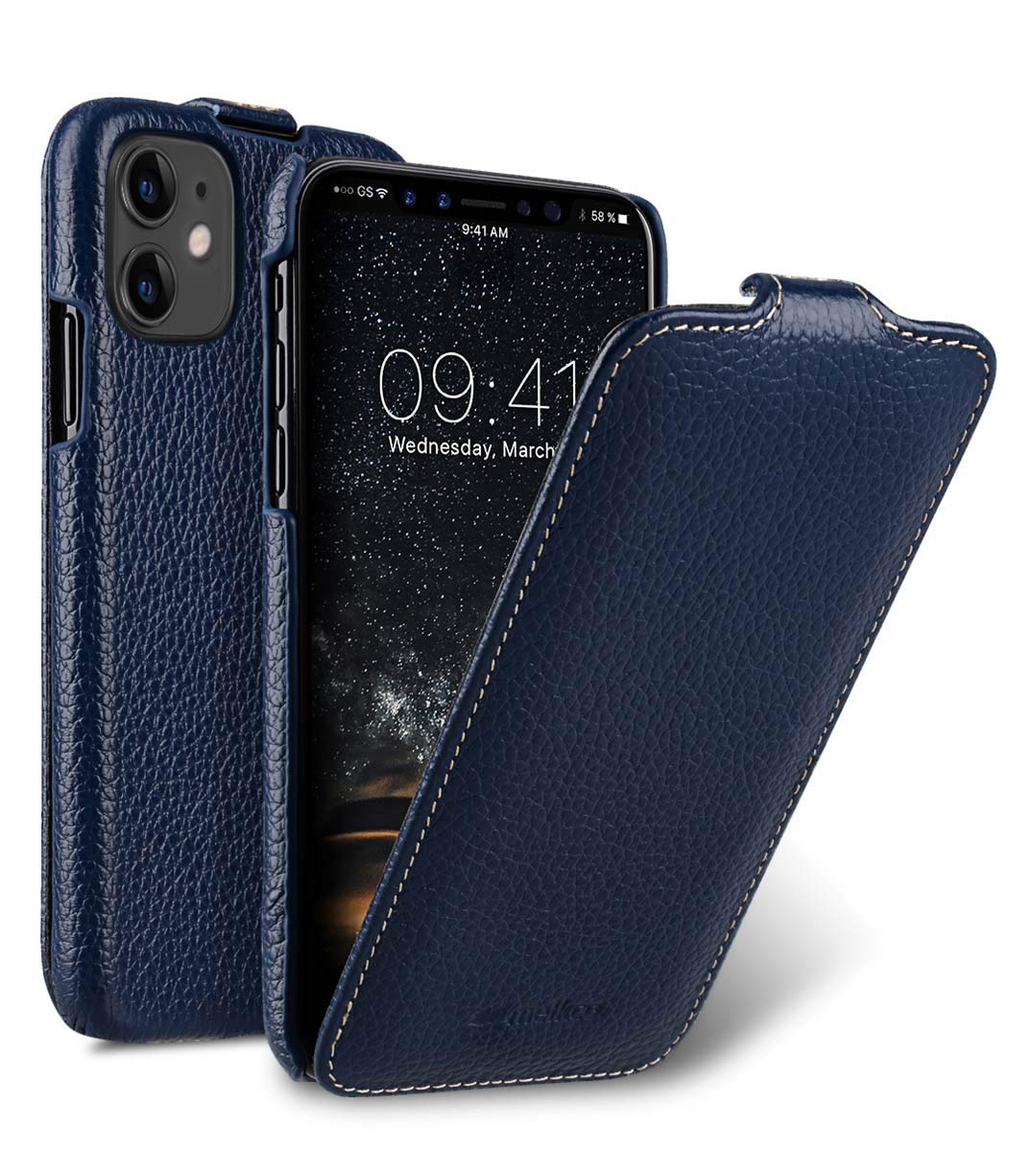 Melkco Premium Leather Case for Apple iPhone XRs - Jacka Type (Dark Blue LC)