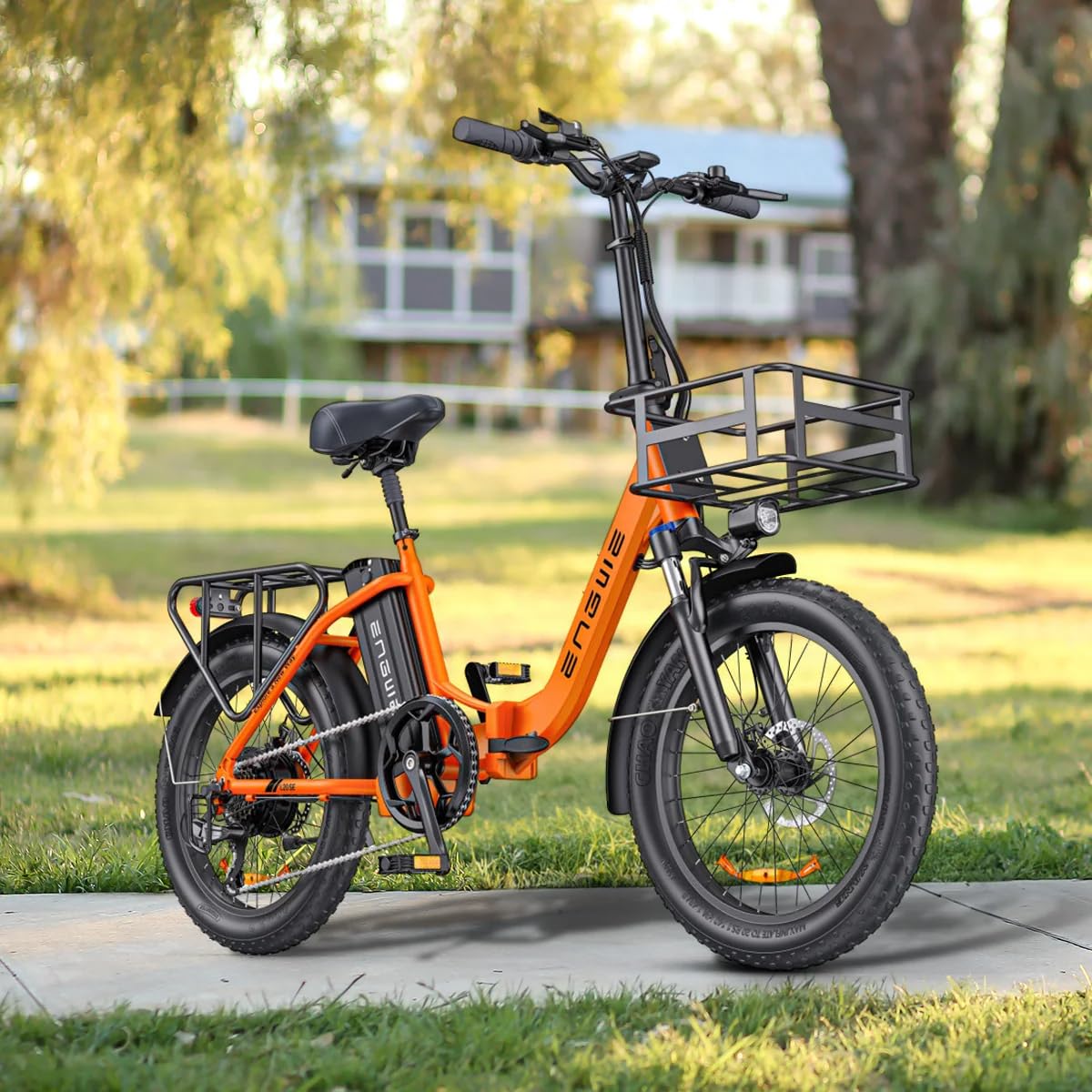 ENGWE L20 SE E-Bike Elektro Klapprad 20 Zoll mit 36V 15,6Ah Akku Bis 115km | 20x3.0 Zoll, mit Korb, 250W Heckmotor, 7 Gang Schaltwerk, Pedelec Citybike für Damen u. Herren