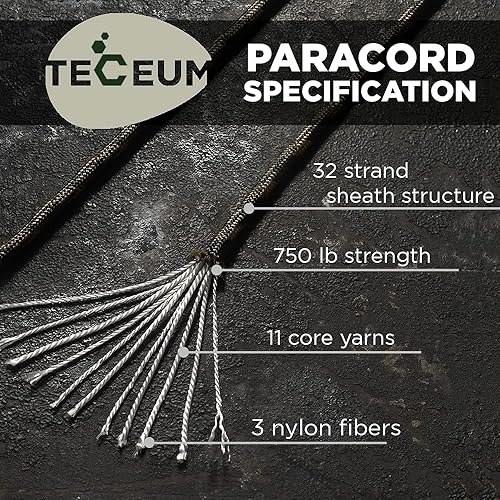 Miniatura 188 de TECEUM Cuerda de paracaídas de 750 libras – 1000 pies / 200 pies / 120 pies / 100 pies / 50 pies – Cuerda de paracaídas para campamento, Camuflaje