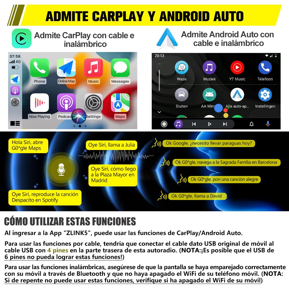 Hexinex【2+64G】Radio de Coche Android con Pantalla Táctil para VW, Autoradio de 9'' con CarPlay/Android Auto/Mirror Link,Compatible con WiFi/GPS/Bluetooth/RDS/USB/FM/Mandos del Volante y Cámara Trasera