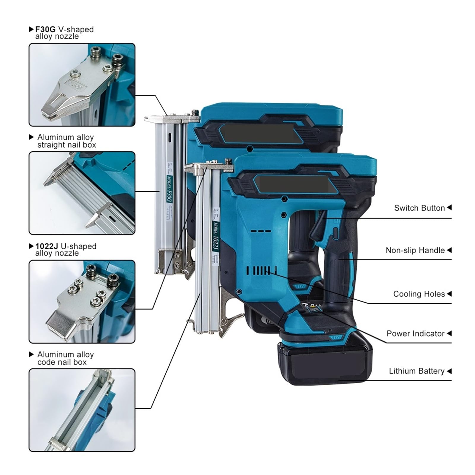 Senza Spazzole F30 Pistola Sparachiodi Elettrica Cucitrice Chiodatrice Lavorazione del Legno Compatibile con Batteria 18V