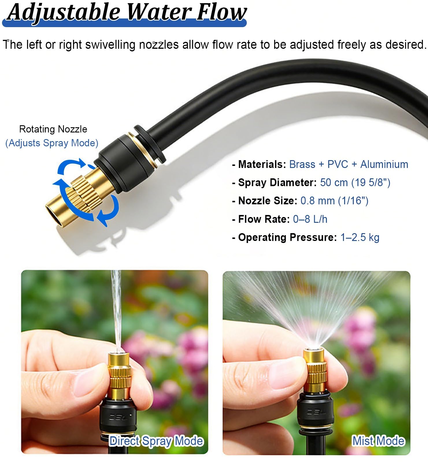 Sistema de Riego por Goteo Kit de Pulverización Refrigerante para la Unidad Exterior del Aire Acondicionado, Sistema de Nebulización con Boquilla Giratoria, Equipo de Riego Por Aspersión