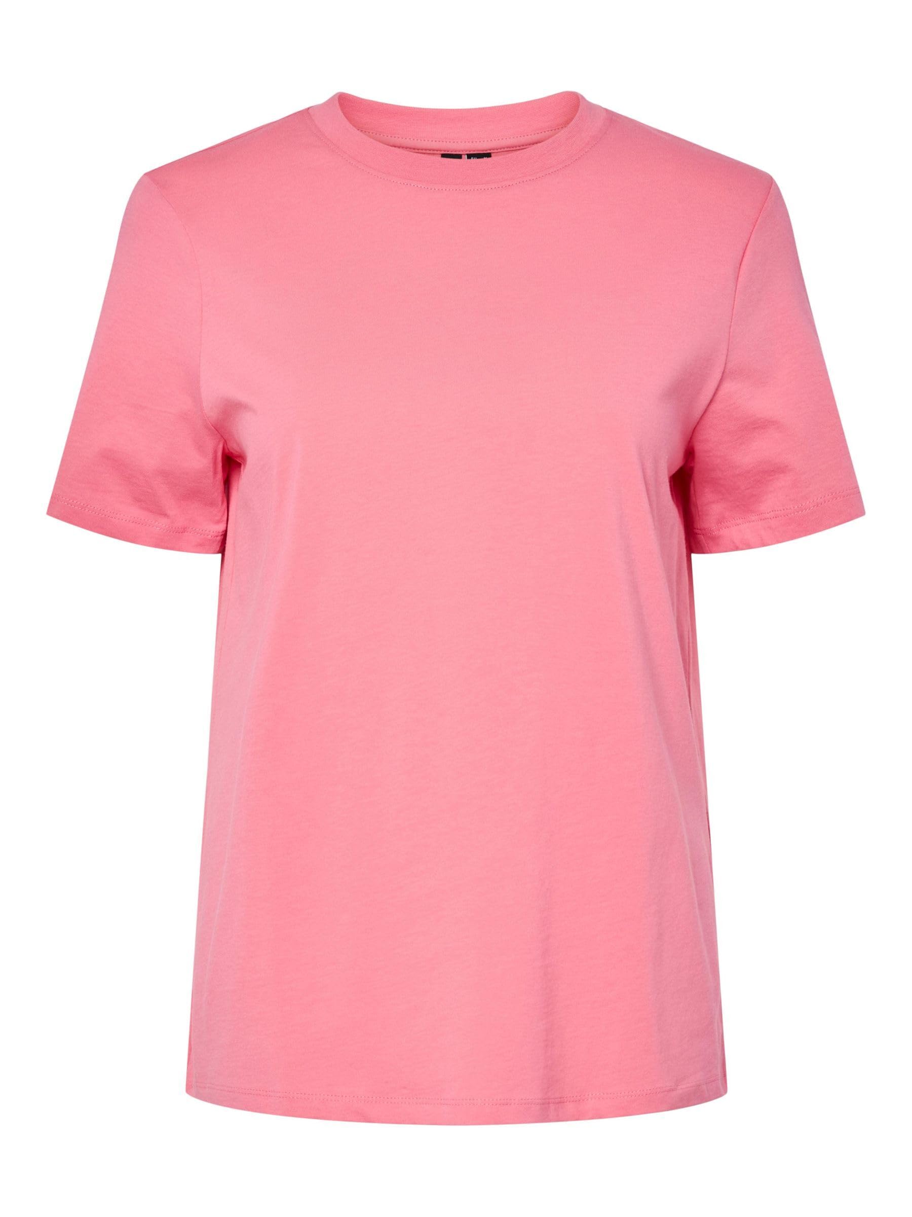 PIECES Women's Pcria SS Solid Tee Noos BC T-Shirt, Pink Lemonade, L