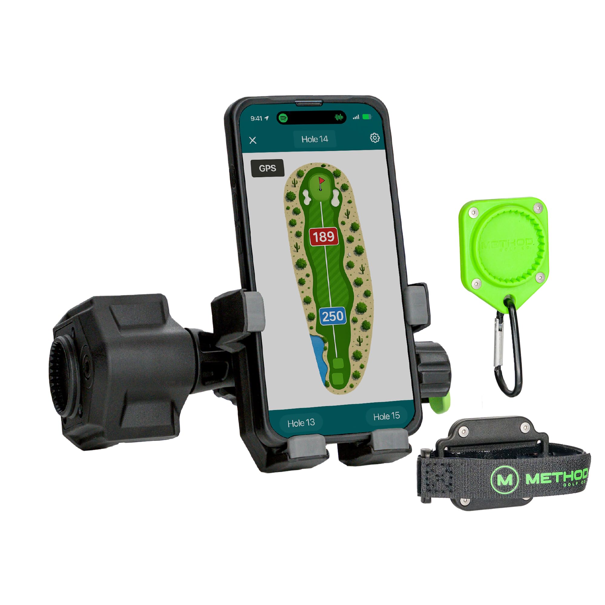 Method Golf RiderStack Magnetic Golf Cart Phone Holder – Heavy Duty Magnet Mount for iPhones & Android with Magnetic Rangefinder Strap- Magnetic Phone