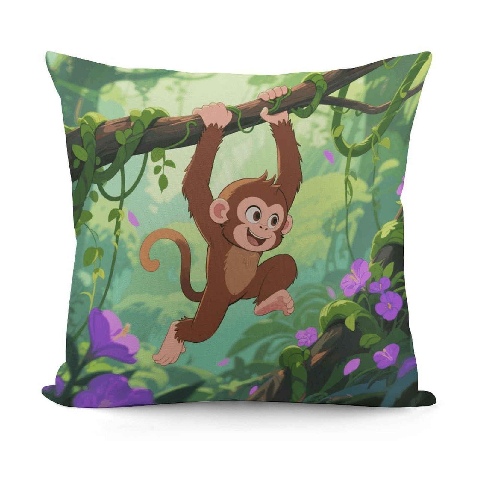 VstaDank Rhesus Monkey Throw Pillow Covers Fade-Resistant Removable Pillowcase Square Cushion Case Cozy Pillow Case Breathable Pillow Protector Soft Pillow Shams 18"x18"