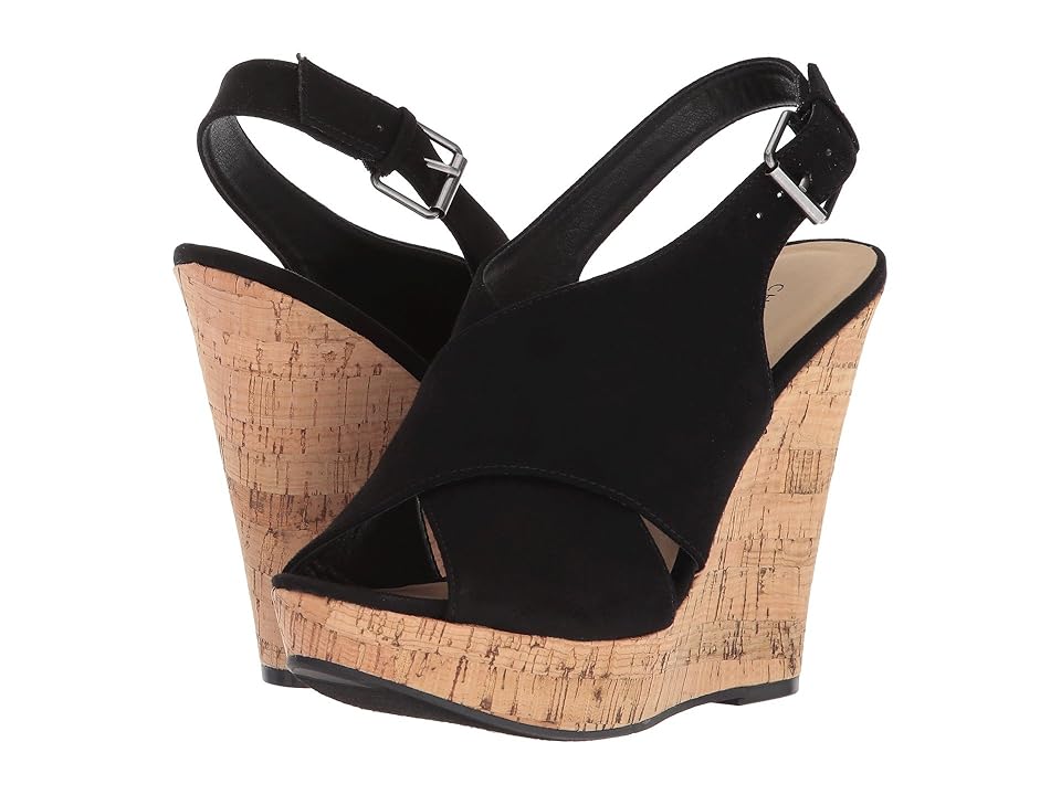 

Chinese Laundry Myya Wedge Sandal (Black Microsuede) Women's Wedge Shoes