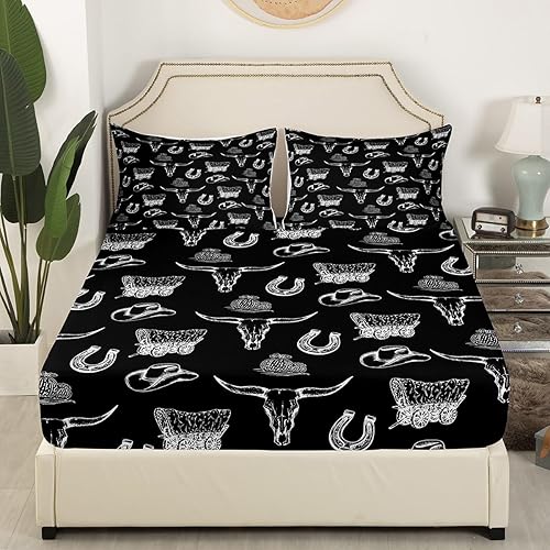 Miniatura 3 de Manfei Sábana bajera ajustable de vaquero tamaño individual, juego de ropa de cama de 2 piezas para niños y adolescentes, decoración de habitación