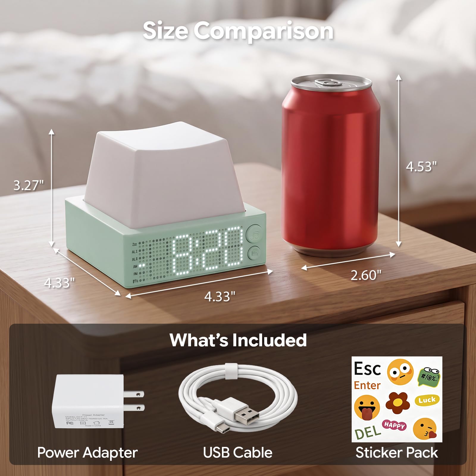 Reloj despertador recargable con botón con repetición, alarmas duales, volumen y tono de llamada ajustables, función de temporizador, perfecto para dormitorios y oficinas