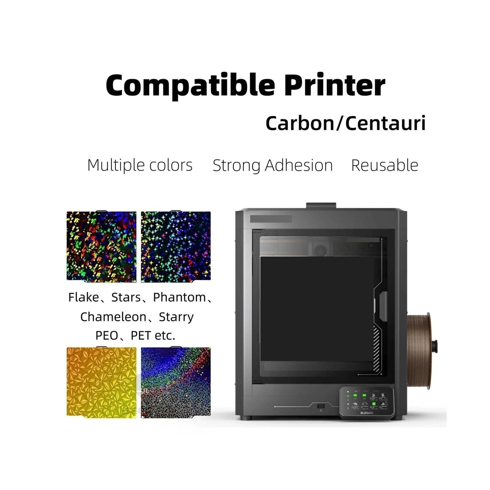 Aixinong1 Płyta konstrukcyjna o wymiarach 260x271 do podgrzewanego stołu do drukarki 3D Carbon Smooth PEO PET(Kaleidoscope)