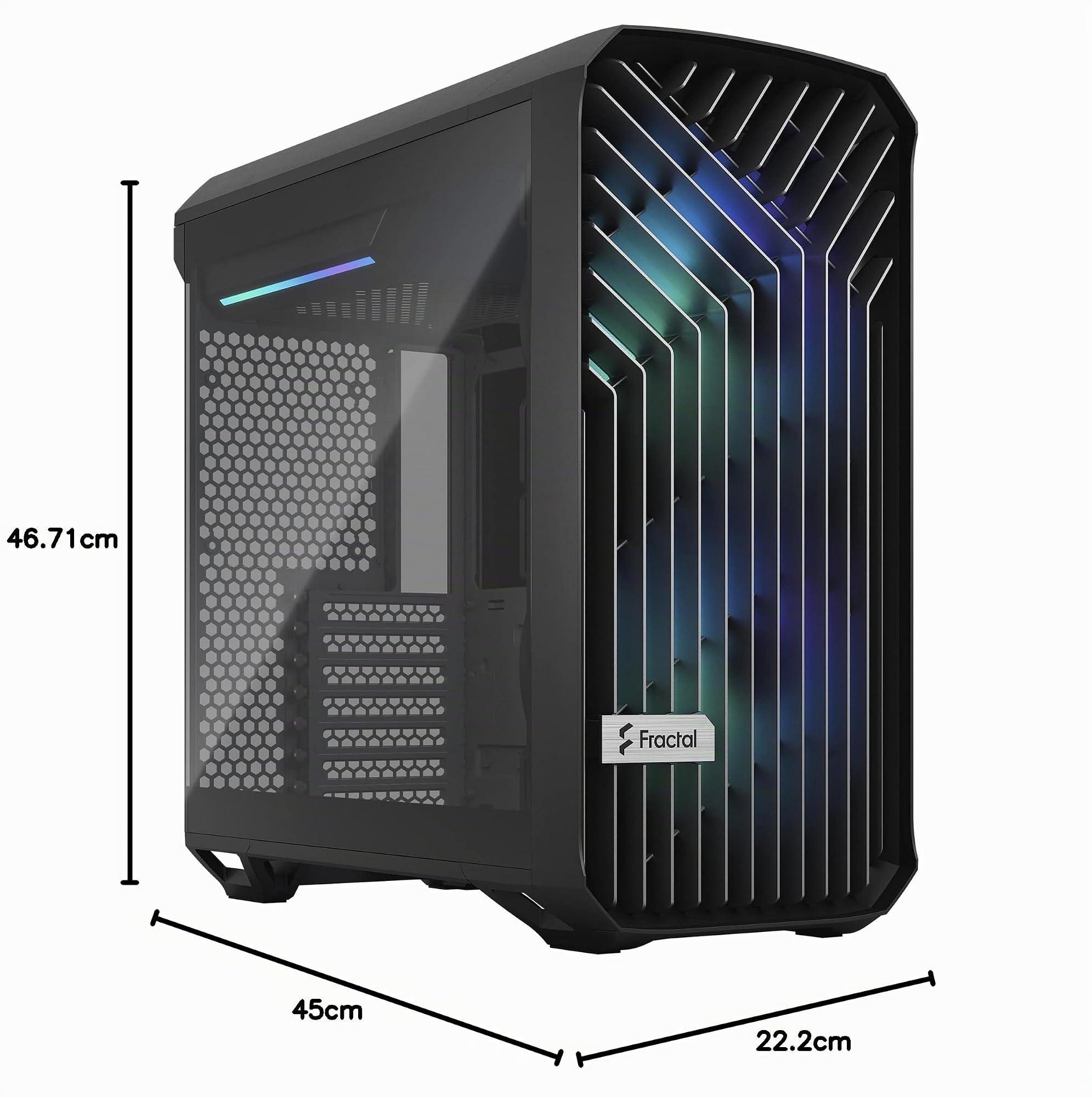 Fractal Design Torrent Compact RGB Black - Light Tint Tempered Glass Side Panels - Open Grille for Maximum Air Intake - Two 180mm RGB PWM Fans Included - Type C - ATX Airflow Mid Tower PC Gaming Case