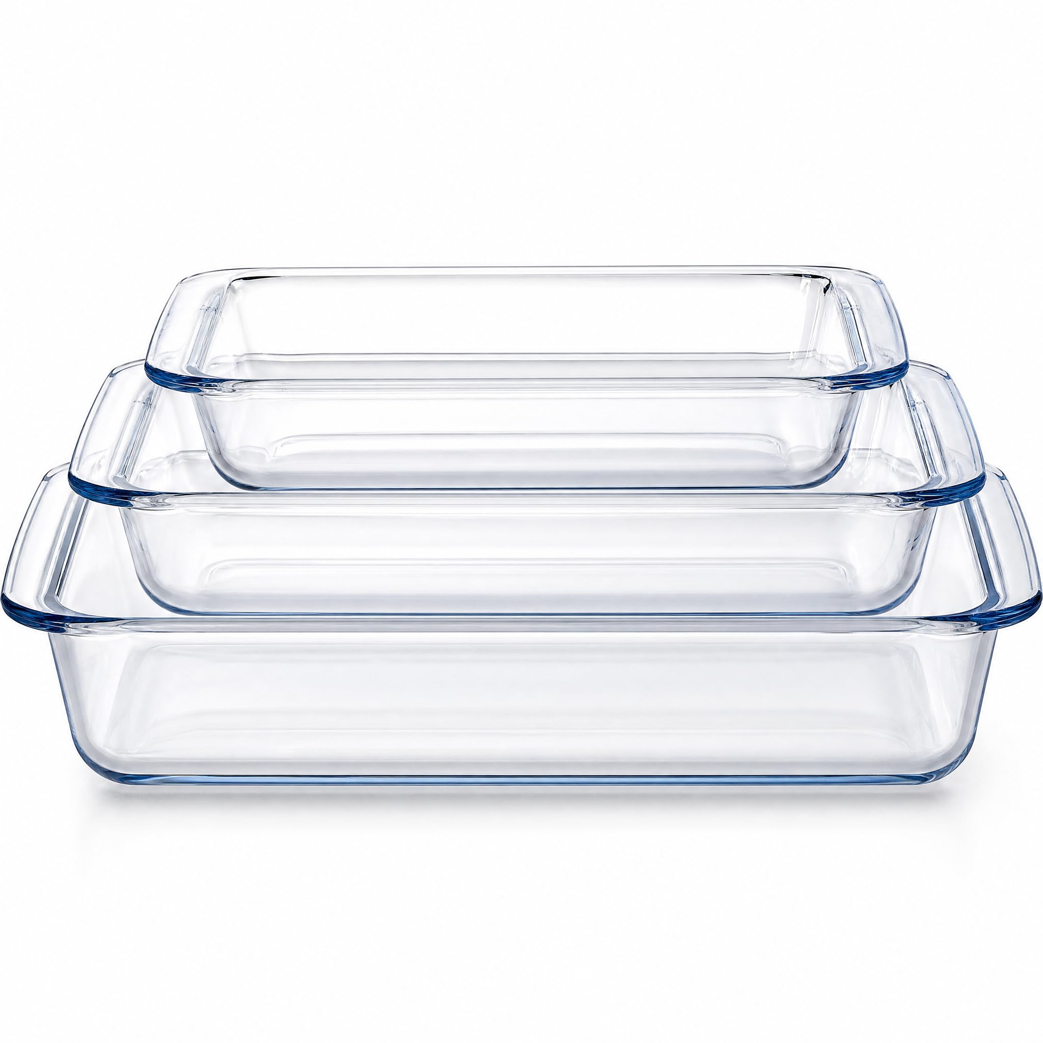 Bandejas de Horno Cristal, Set 3 Fuentes 1L, 1,6L y 2,2L | Aptas para horno, microondas y lavavajillas, cristal resistente al calor, hornear, asar y gratinar, de horno a mesa