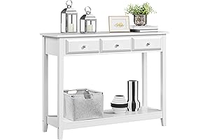 Yaheetech 42 Inch White Entryway Console Table with 3 Drawers and Storage Shelves
