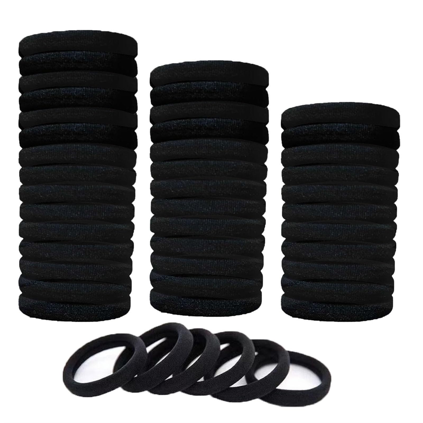 Gomas de Pelo Negras,50 Piezas Suaves Cintas Elásticas para el Pelo para Mujeres Niñas,Coleteros Pelo Mujer,Bandas el Pelo Elásticas Fuertes Elástico Cabello Complemento perfecto para tocador o baño