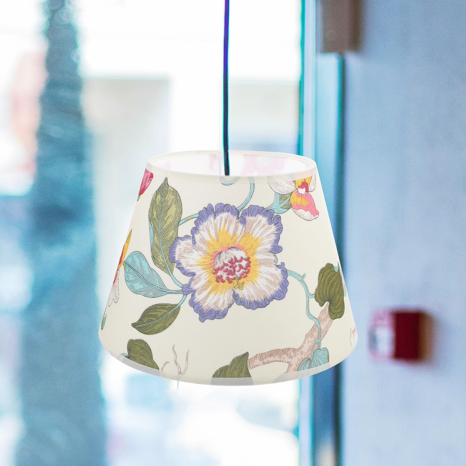 Gewebe E27 Lampenschirm Blumenmuster aus für Tischlampe