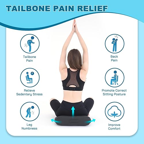 Miniatura 10 de DYMGFZD Cojines de silla de oficina para respaldo y trasero, cojín ergonómico para silla de asiento largo sentado, almohada de asiento para