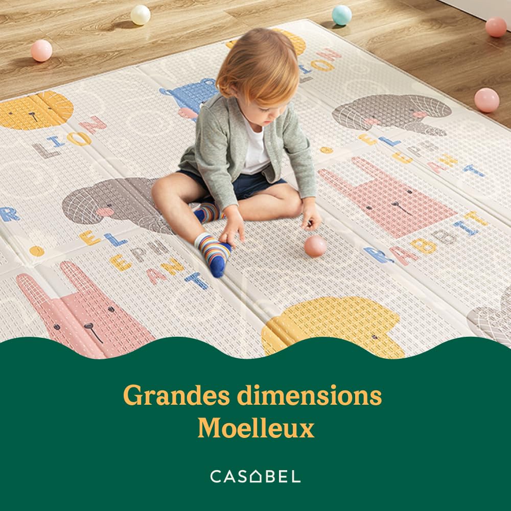 CASABEL 180 x 150 cm Evolutionary Baby Play Mat - Foldable Baby Mat, Waterproof and Thick, Cars Patterns, Large, Soft and Colorful, Compact Play Mat Easy Storage - 2
