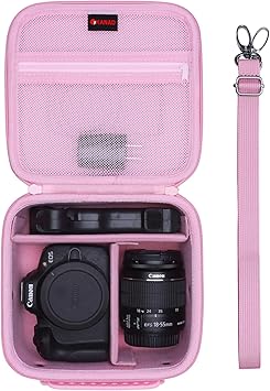 XANAD Hard Camera Case Bag Compatible with Canon EOS Rebel T7/ T100/ R50/ R50 V/RP/ R8/ R6 Mark II/ R7/ R10 DSLR Mirrorless Cameras, for Canon Sony Kodak Panasonic Nikon DSLR Mirrorless Camera, Pink