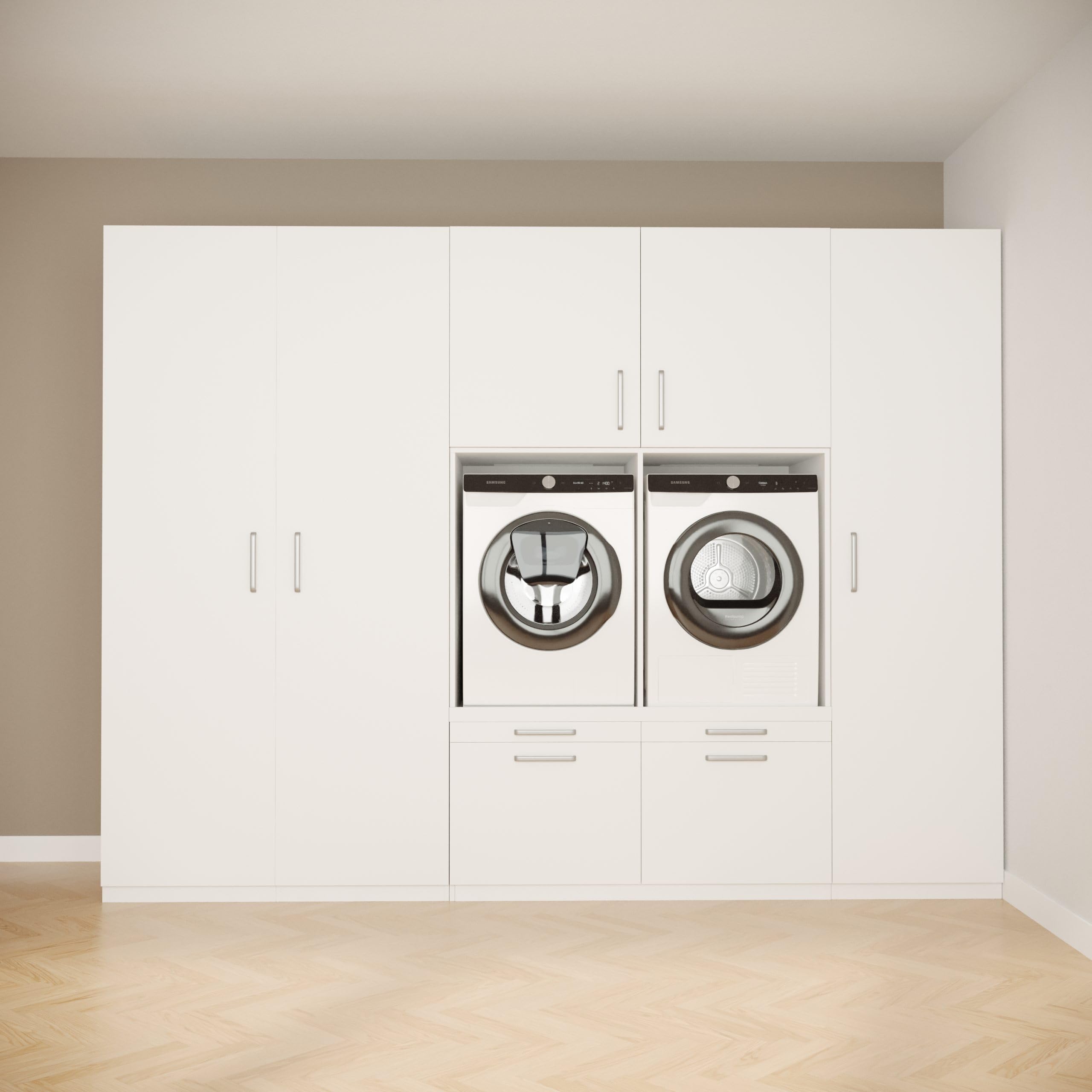 Lavadora Gabinete Amsterdam - Lavadora elevadora - Conversión a máquina - 700(D)*3130(B)*2350(H) mm - Blanco - Diseño elegante, que ahorra espacio y ergonómico - Fácil de colocar