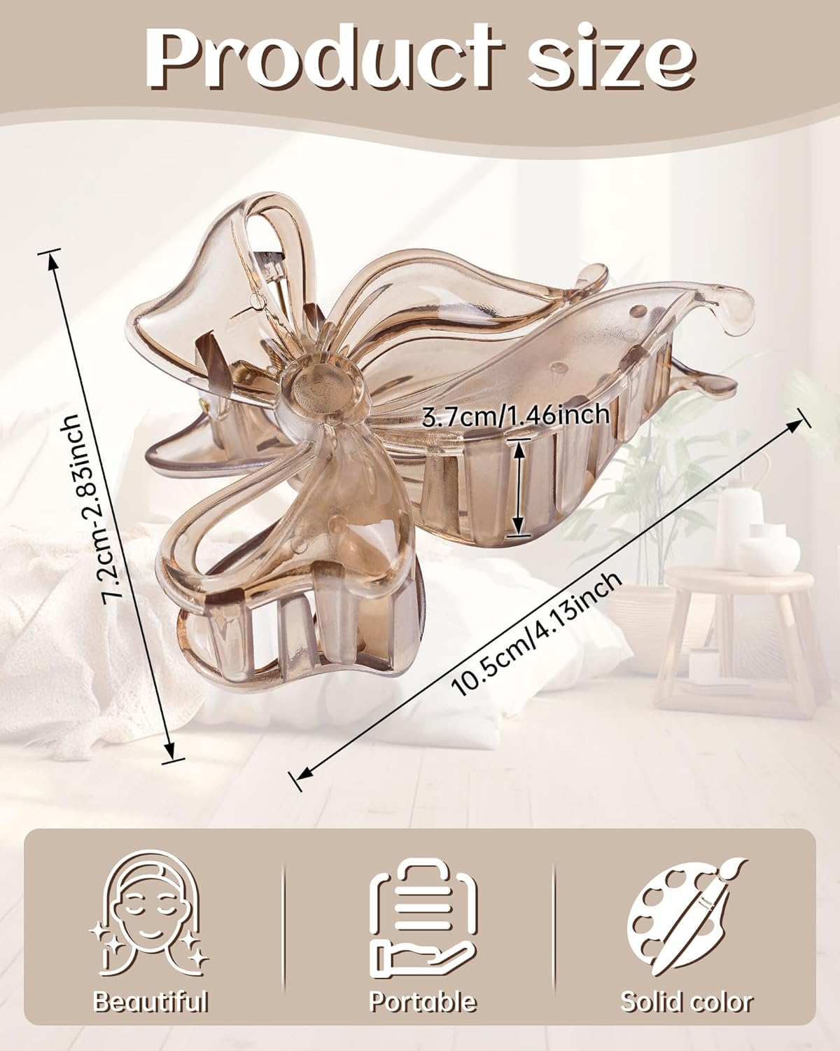 Mesovor 4 Pack Cute Bow Claw Clip for Women, Nonslip Large Matte Strong Hold Bows Hair Clips for Thin and Thick Hair | Chic Hair Styling Accessories (4.1" Black, Leopard) - Image 2