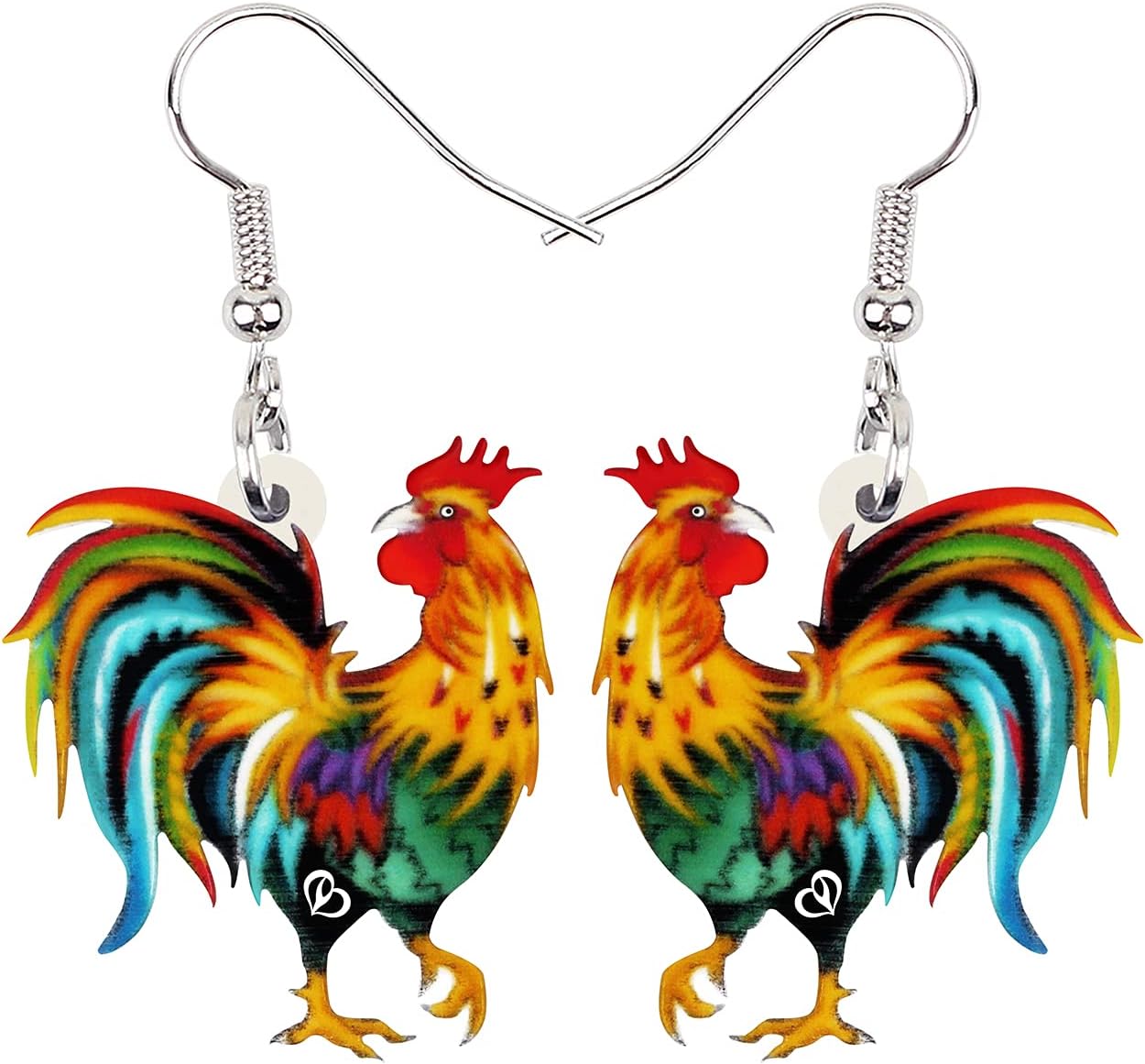 Acrylic Drop Rooster Chicken Earrings Funny Design Lovely Gift For Women By The Bonsny