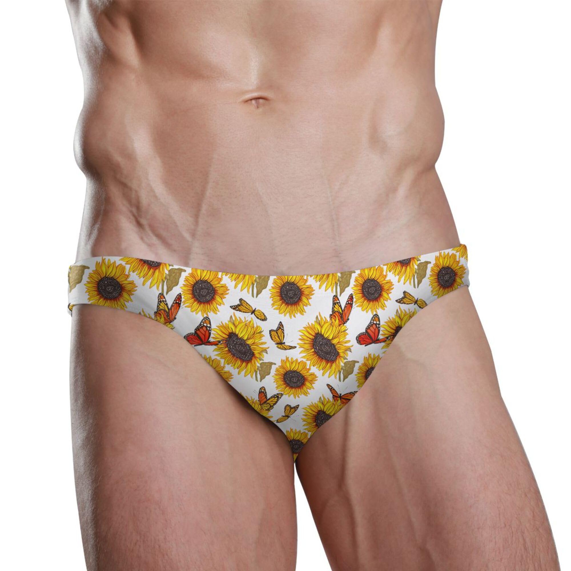 Butterfly Sunflower Swim Briefs for Men Swimsuit Bikini Swimwear XXXL B0403975