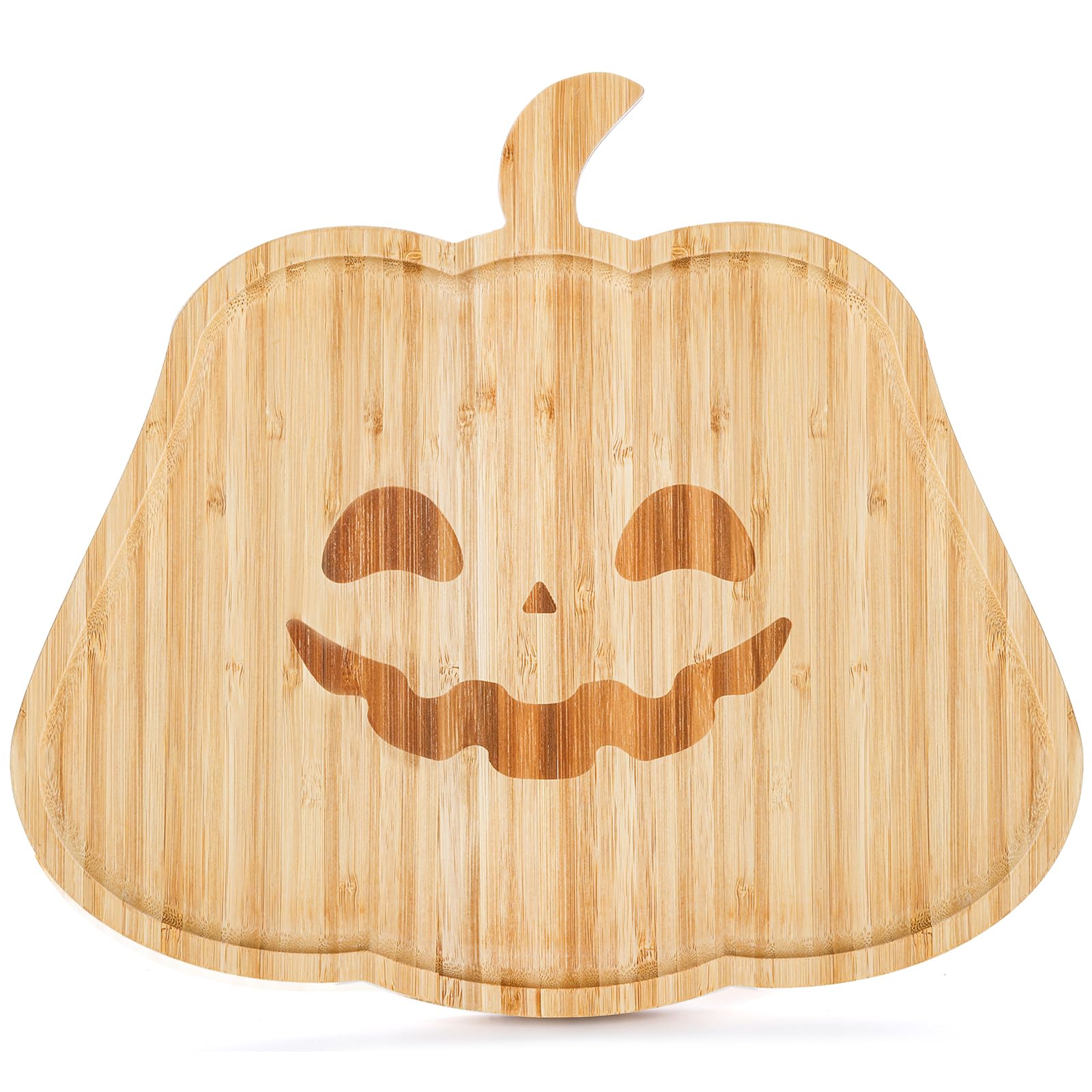Hiceeden 13 inch Halloween Charcuterie Board Cutting Board, Bamboo Pumpkin Cheese Board Serving Platter with Handle, Halloween Serving Tray Dinnerware for Party, Housewarming Gift