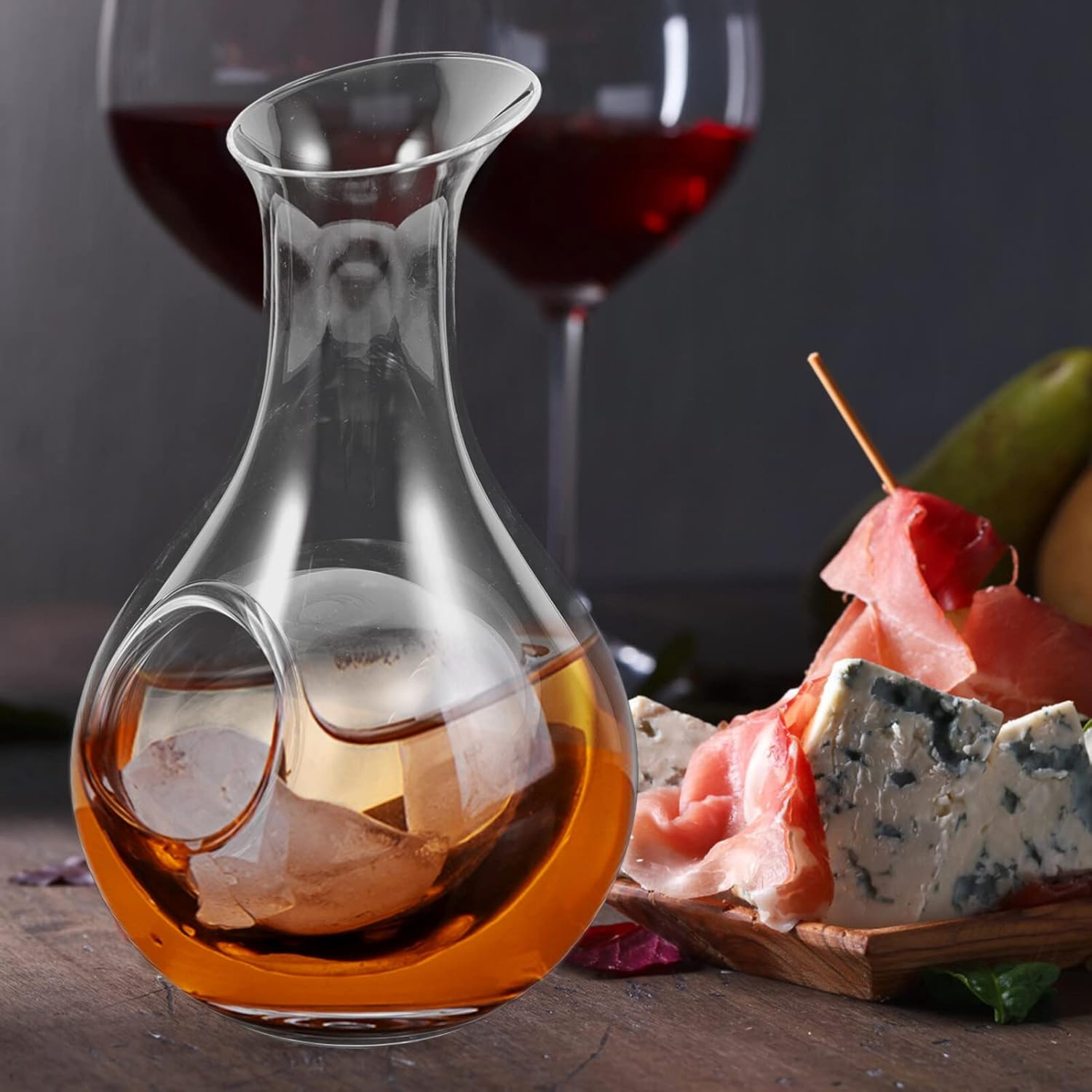 385ml Wine Decanter Ice Bottle, 100% - Crystal Glass, Beveled Mouth Wine Decanter, Wine Pourer for Home/Wall/Room Decor