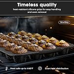 11-Piece Nonstick Baking Pans Set, Stackable Bakeware Sets, Oven Pans for Baking with Silicone Handles, Includes Cookie Sheet, Cake Pans, Loaf Pan, Pizza Pan, Muffin Pan, Black…