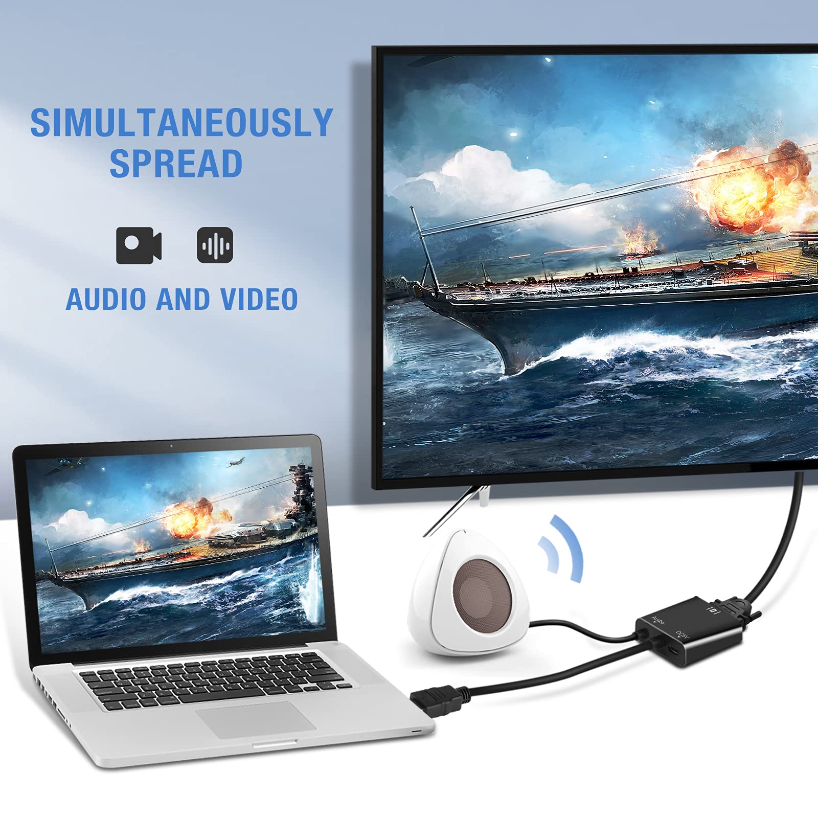 Adattatore Proiettore 2 Adattatori HDMI A VGA Con Audio - Cavo 3.5mm Incluso, Convertitore 1080p Per PC, TV, PS4, Monitor E Proiettori Adattatore Plug And Play - Foto 10