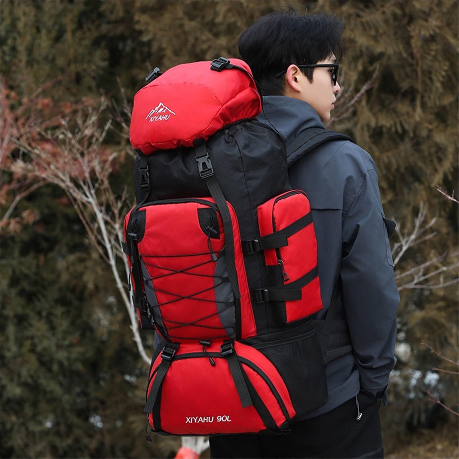 Plecak turystyczny 90L Plecak trekkingowy Plecak trekkingowy o dużej pojemności Torby podróżne na świeżym powietrzu Sprzęt sportowy(Black)