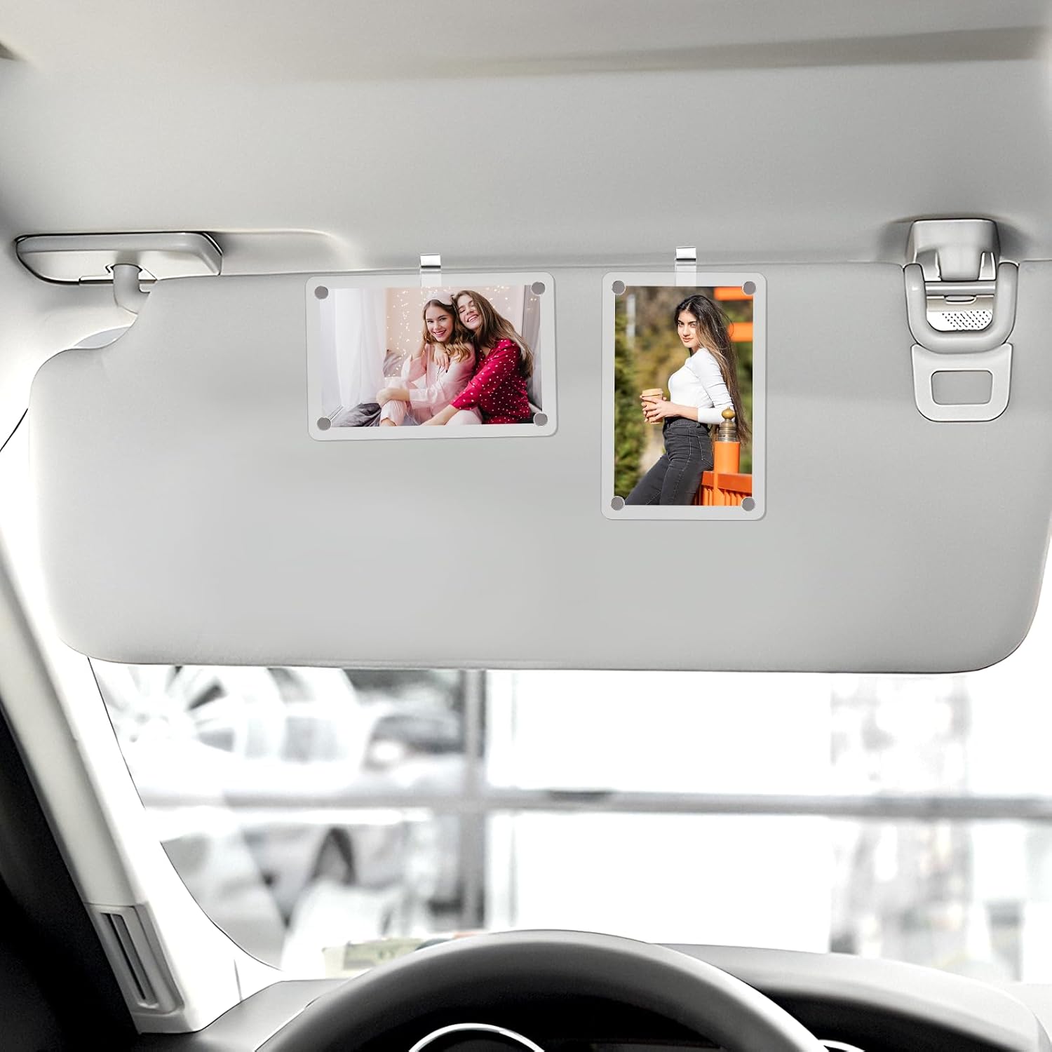2PCS Car Picture Holder, Acrylic Magnet Visor Clip Photo Frame, Personalized Car Photo Holder Cars Accessories Photo Holder, Crystal-Clear Magnet Photo Memorabilia Display 3.5x2.4 in thumbnail