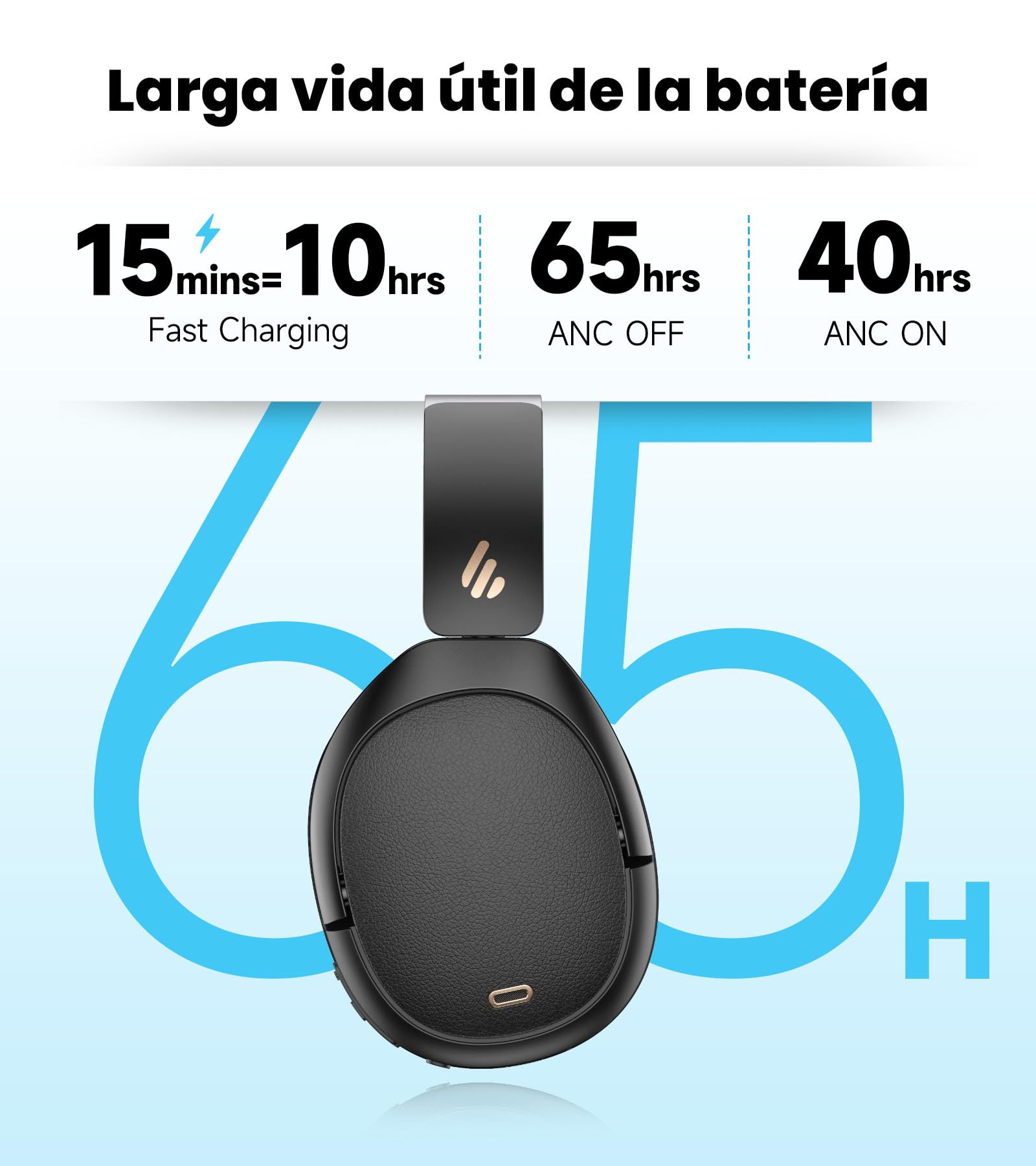 Edifier W80 Over Ear Headphones with -49dB Active Noise Cancelling, LDAC Hi-Res Wired & Wireless, AI Clear Call, Carga rápida, Conexión multipunto, Bluetooth V5.4 - Negro