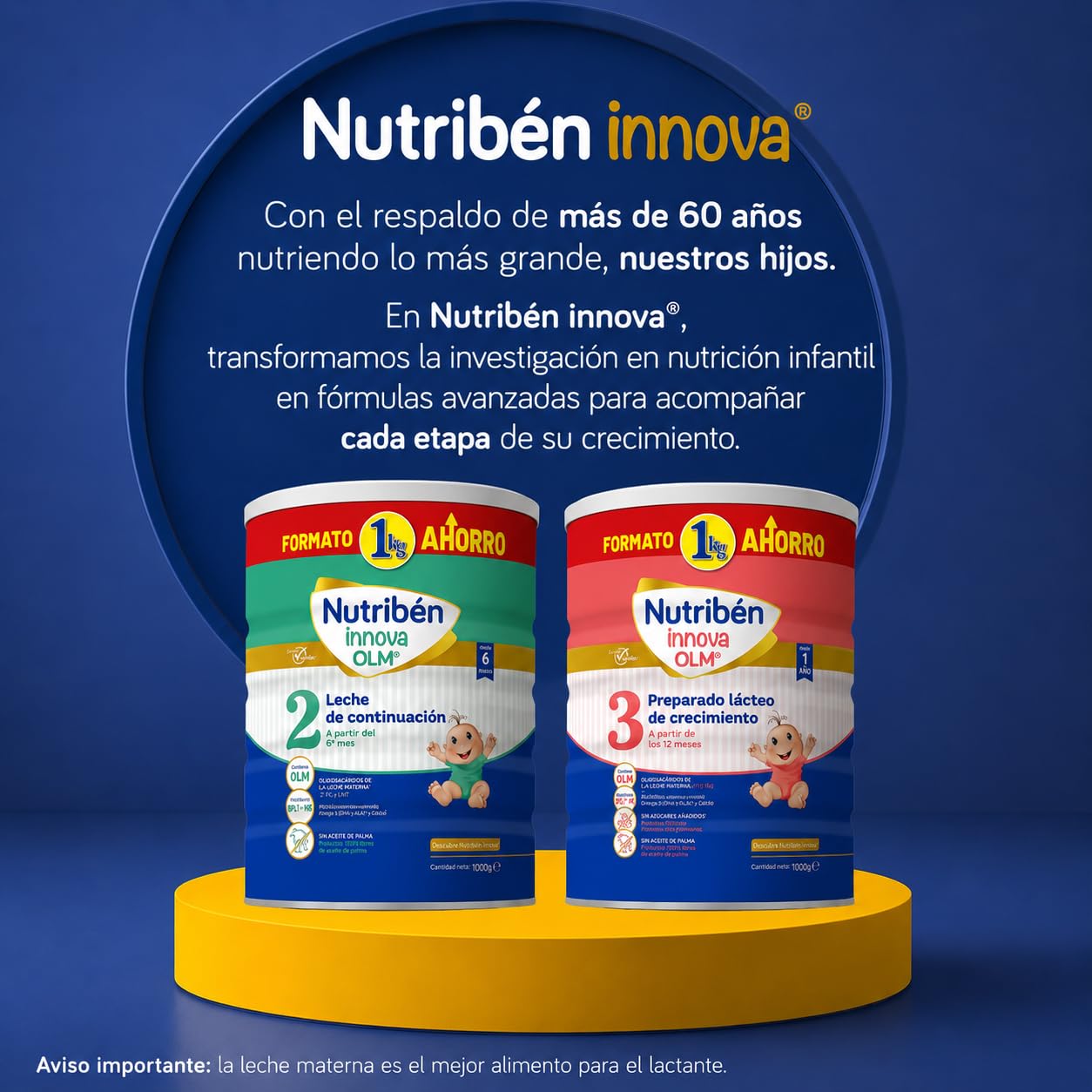 Nutribén Innova 3 Leche en Polvo Bebé Fórmula Crecimiento 12 Meses sin Aceite de Palma BPL1 1KG