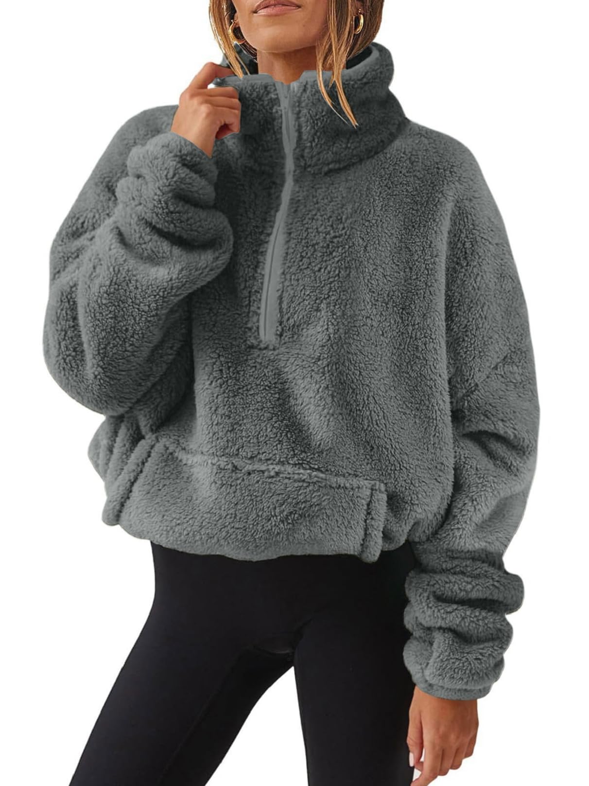 Sweat Polaire Femme CheChury - Col Montant Zippé - Chaud Et Doux - Manches Longues - Automne/Hiver