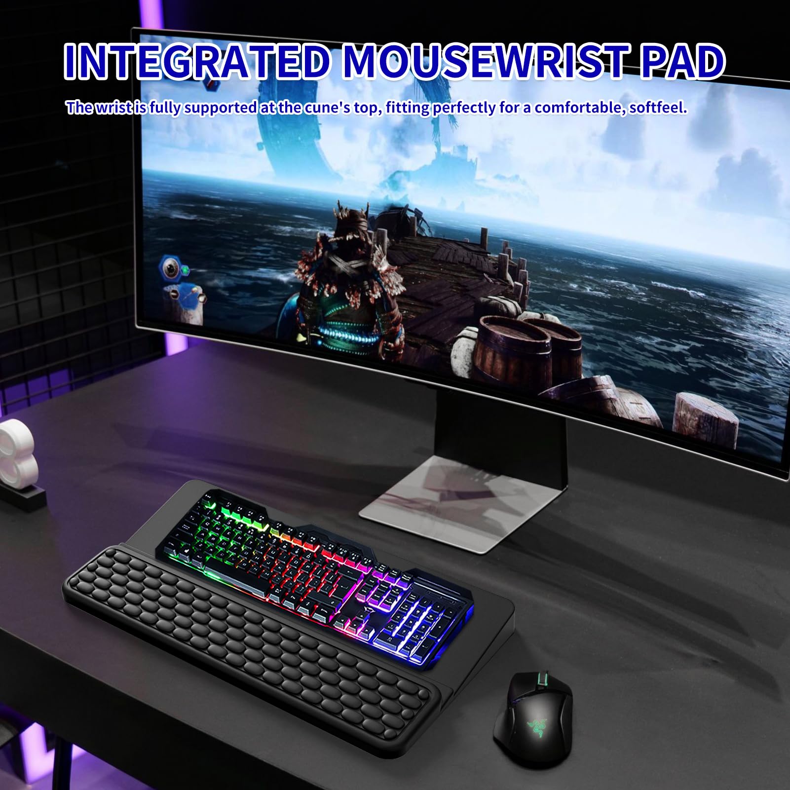 Keyboard Stand for Desktop, Keyboards Wrist Rest, Ergonomic Keyboards Holder for Easy Typing Working, Wrist pad for Keyboards with Comfortable Wrist Rest for Keyboard Black
