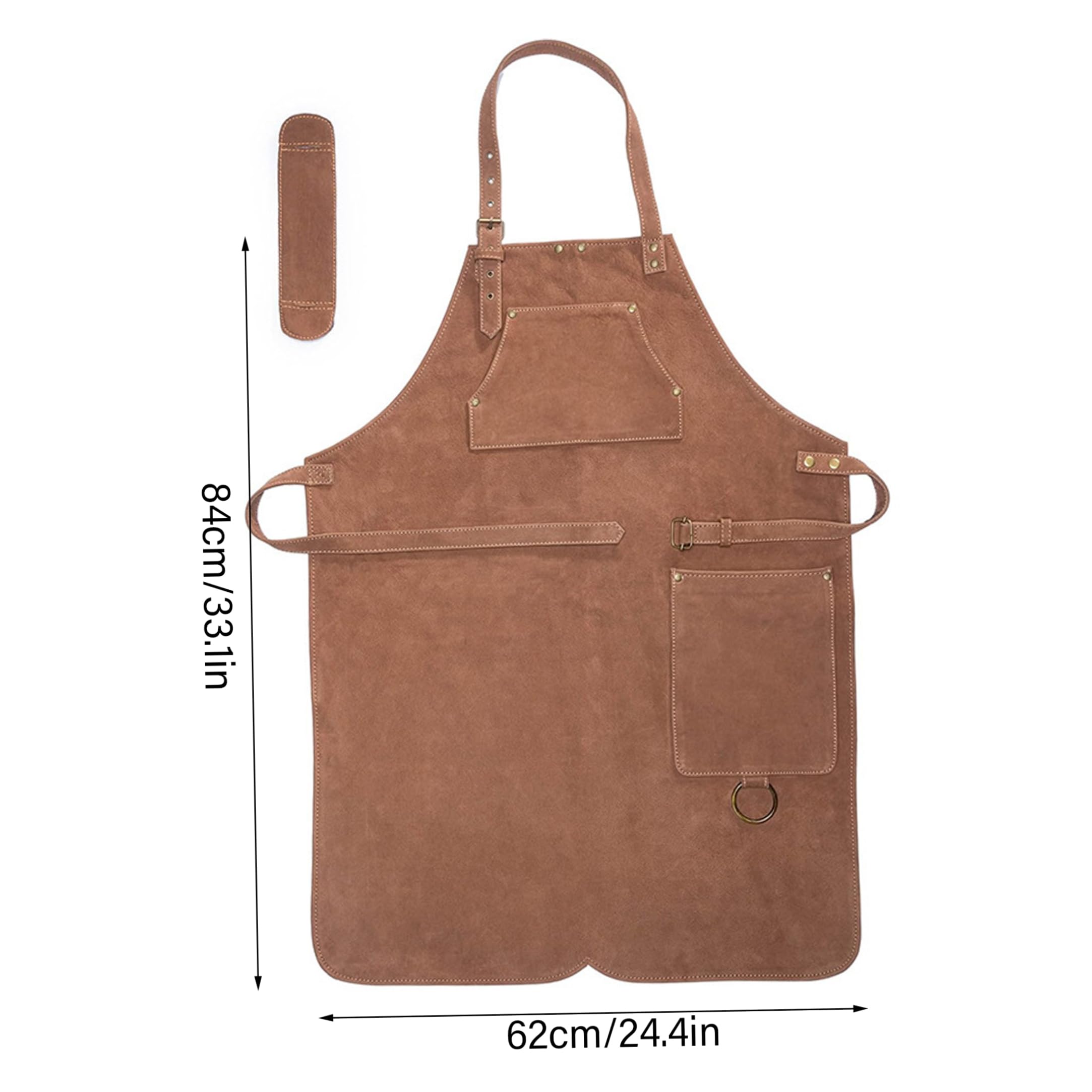 Schürze|Schürze Leder Herren Grill Wasserdicht und ölbeständig Verstellbarer Nackengurt mit Werkzeugtasche, Braun