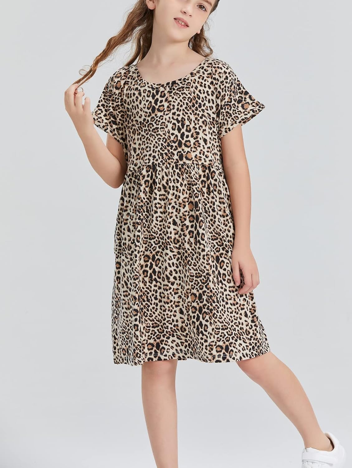 DaniChins Girl Casual Short Sleeve Floral Print Dress with Pockets - Image 4