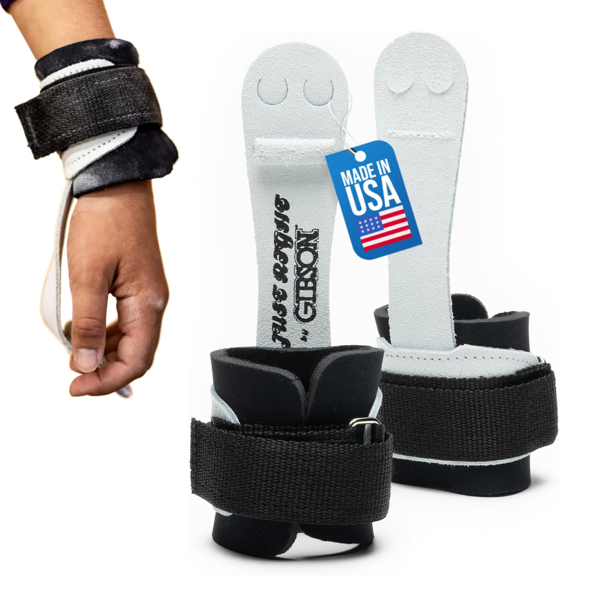 Gibson Mädchen Just Right Neo Neopren Handgelenk Haken & Schlaufe Uneven Bar Grips Zwei Loch Grip XXS, XS, S, M, L, Frauen Gymnastik Griffe Langlebiges Leder