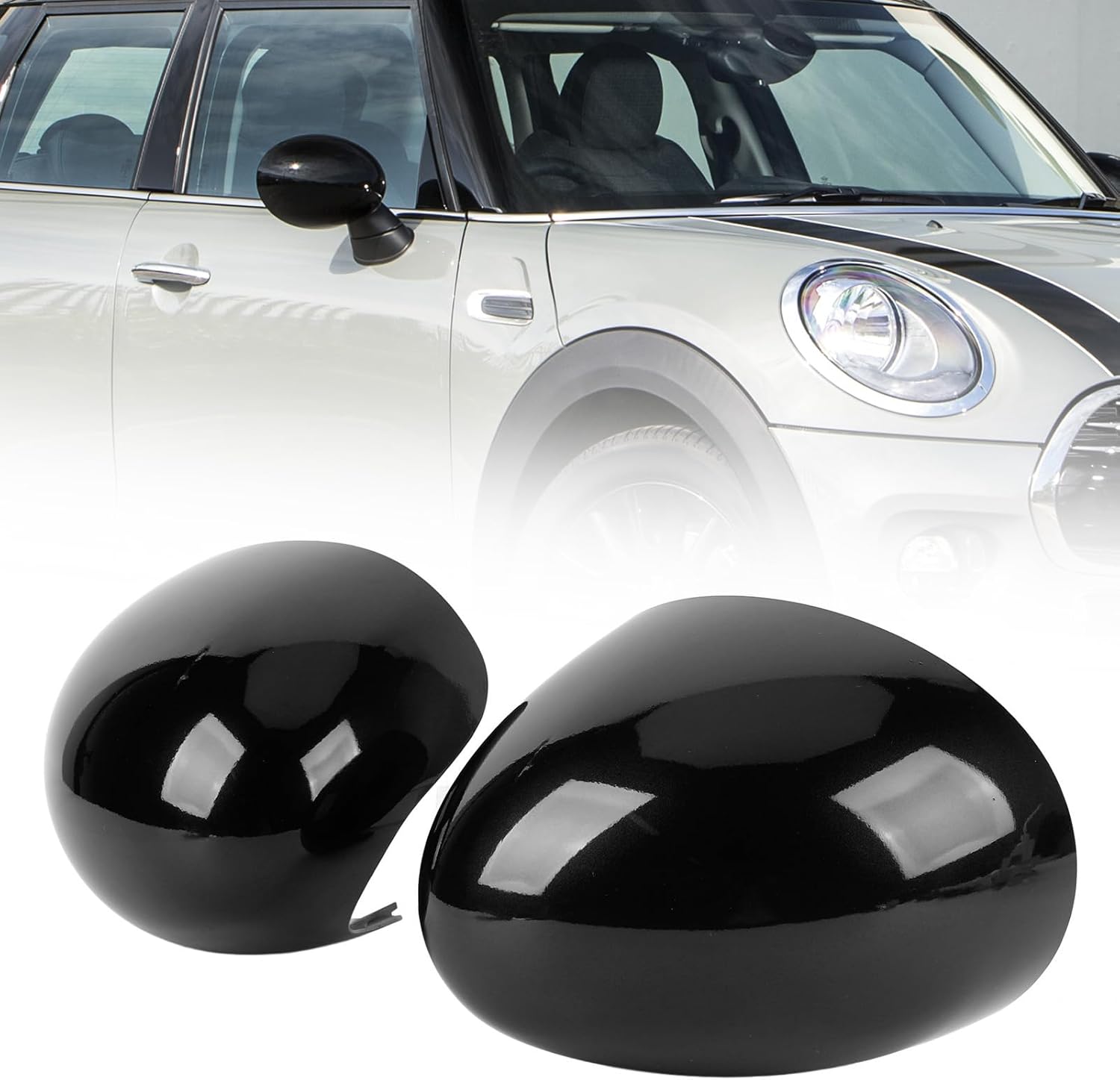 Driver and Passenger Side Mirror Cover, 51167401229 Stylish Exterior Rearview Side Mirror Cap for F54 F55 F56 F57 F60 Pre LCI 2014 to 2019, Protection Covers (Glossy Black)