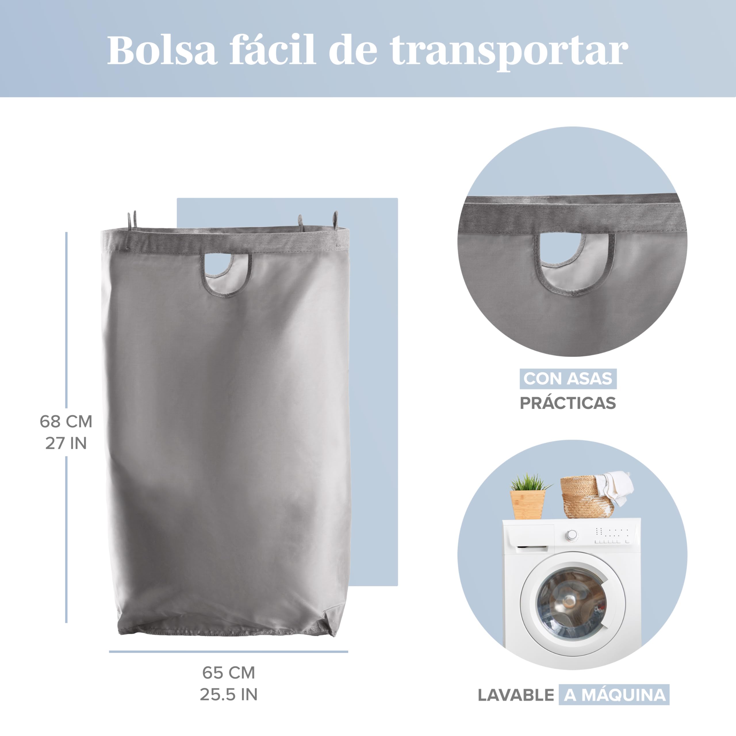 LONBET 100L Cesto Ropa Sucia con Tapa y Estructura de Bambú - Cubo Ropa Sucia Estético con Bolsa Extraíble, Asas Cómodas y Tela Transpirable para Uso Diario Eficiente - Laundry Basket, Gris