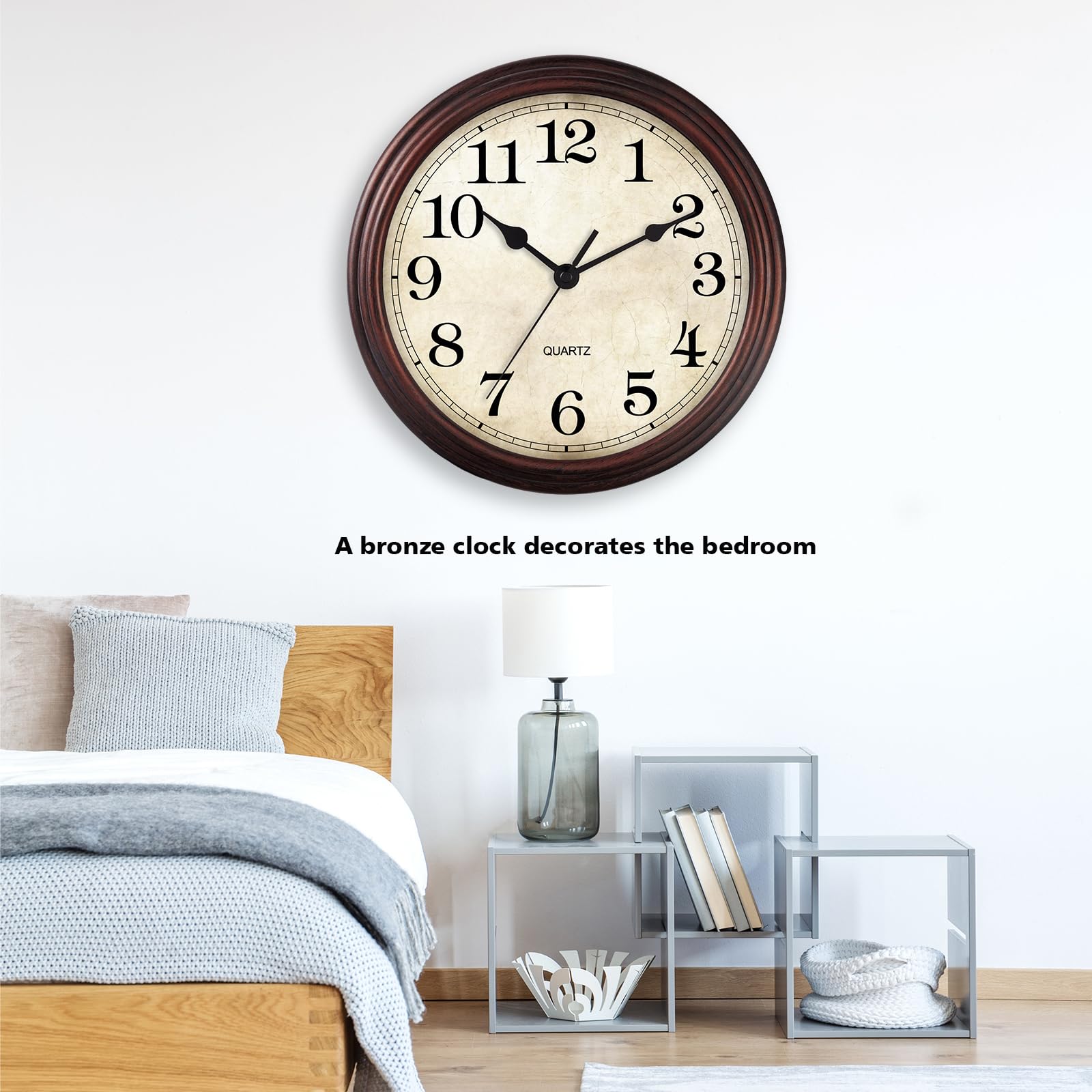 HYLANDA Wall Clock, 9 Inch Silent Non Ticking Classic Battery Operated Clocks, Decorative for Living Room, Bedrooms, Bathroom, Kitchen Office (Bronze)