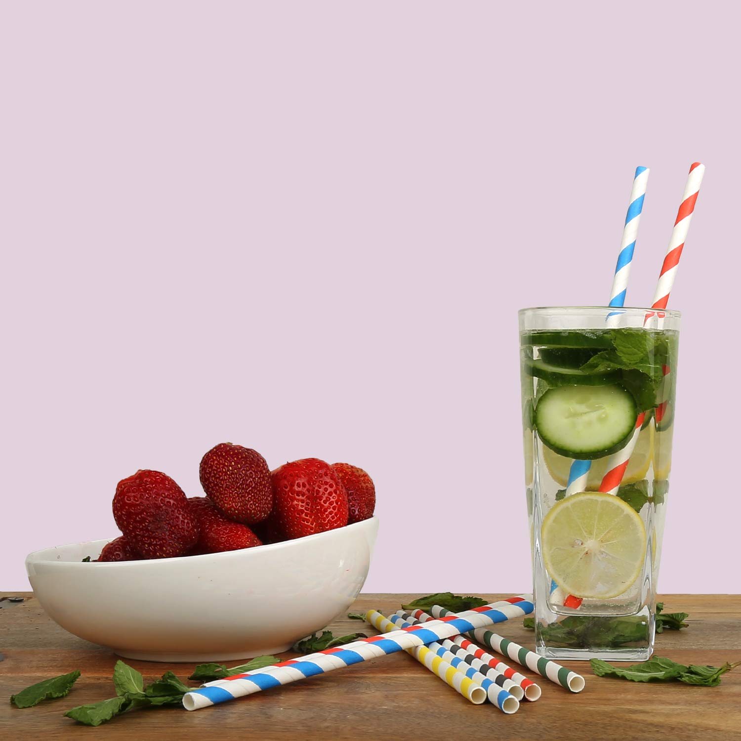 Lot de 200 pailles biodégradables – Pailles en papier à rayures arc-en-ciel pour jus, milkshakes, smoothies et décorations de fête