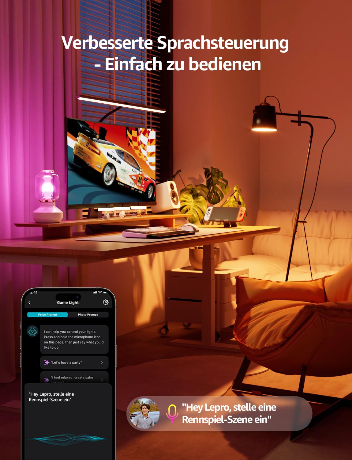 Lepro Smart E14 LED BP1 G45, Personalisierter KI-Lichtdesigner, 4.9W 470LM RGB+CCT, Dimmbar, Kompatibel mit Alexa/Google, Musik Sync, WiFi & Bluetooth, KI-Ambientebeleuchtung, 4er Pack