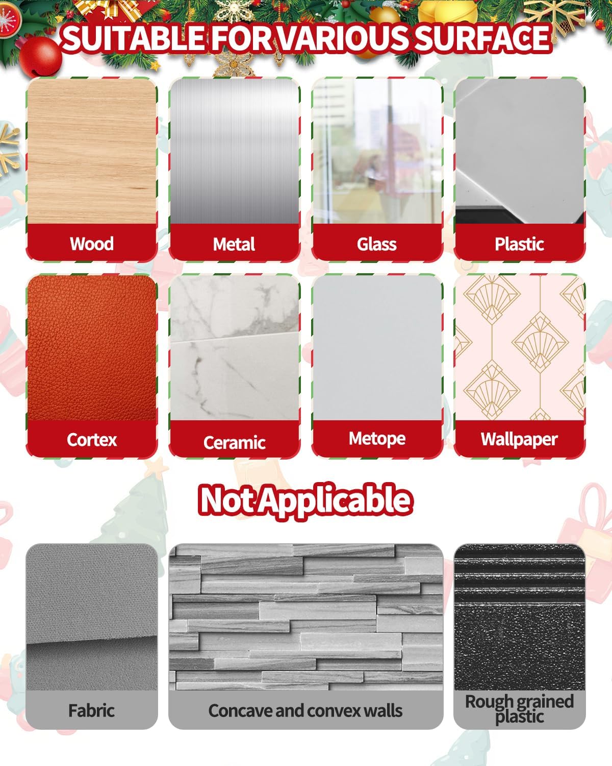 6 PCS Christmas Garland Hanger for Mantle Garland Hooks, Christma Wreath Ties, Fireplace Stocking Holder, Silicone Adhesive Wreath Hooks for Fireplace Mantle (Christmas Green) - Image 6