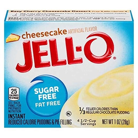 Jell-O Instant Cheesecake Sugar-Free Fat Free Pudding & Pie Filling (1 oz Boxes, Pack of 6)