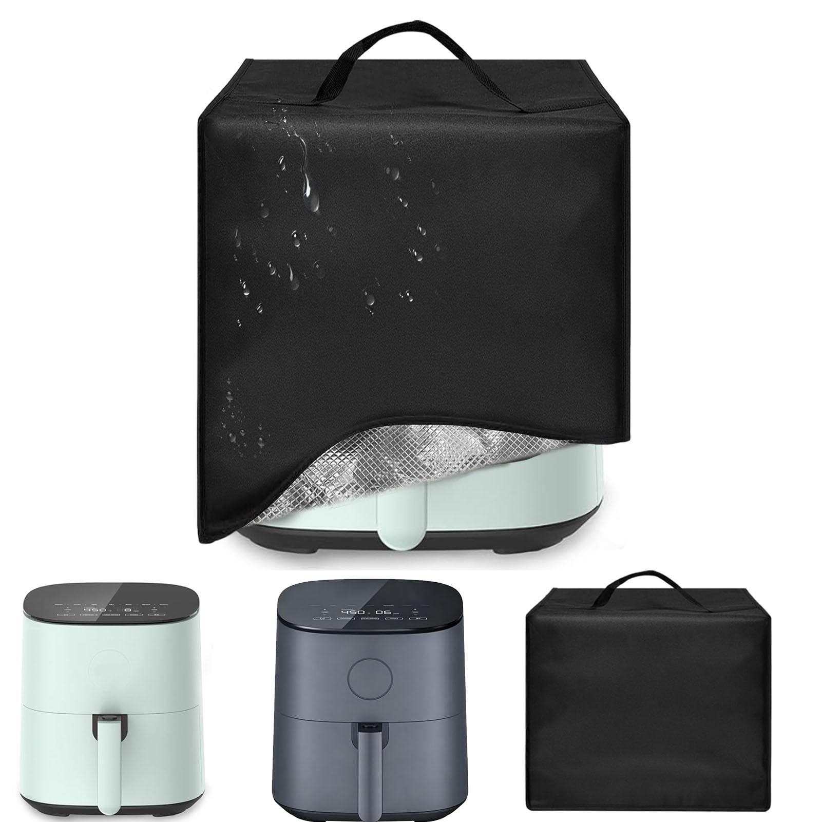 Air Fryer Cover for Cosori 5 QT Air Fryer, Heavy Duty 600D Nylon Dust Proof 9.84"×13.78"×11.61", Heat Resistant Oil Proof Protective Kitchen Appliance Cover with Top Handle