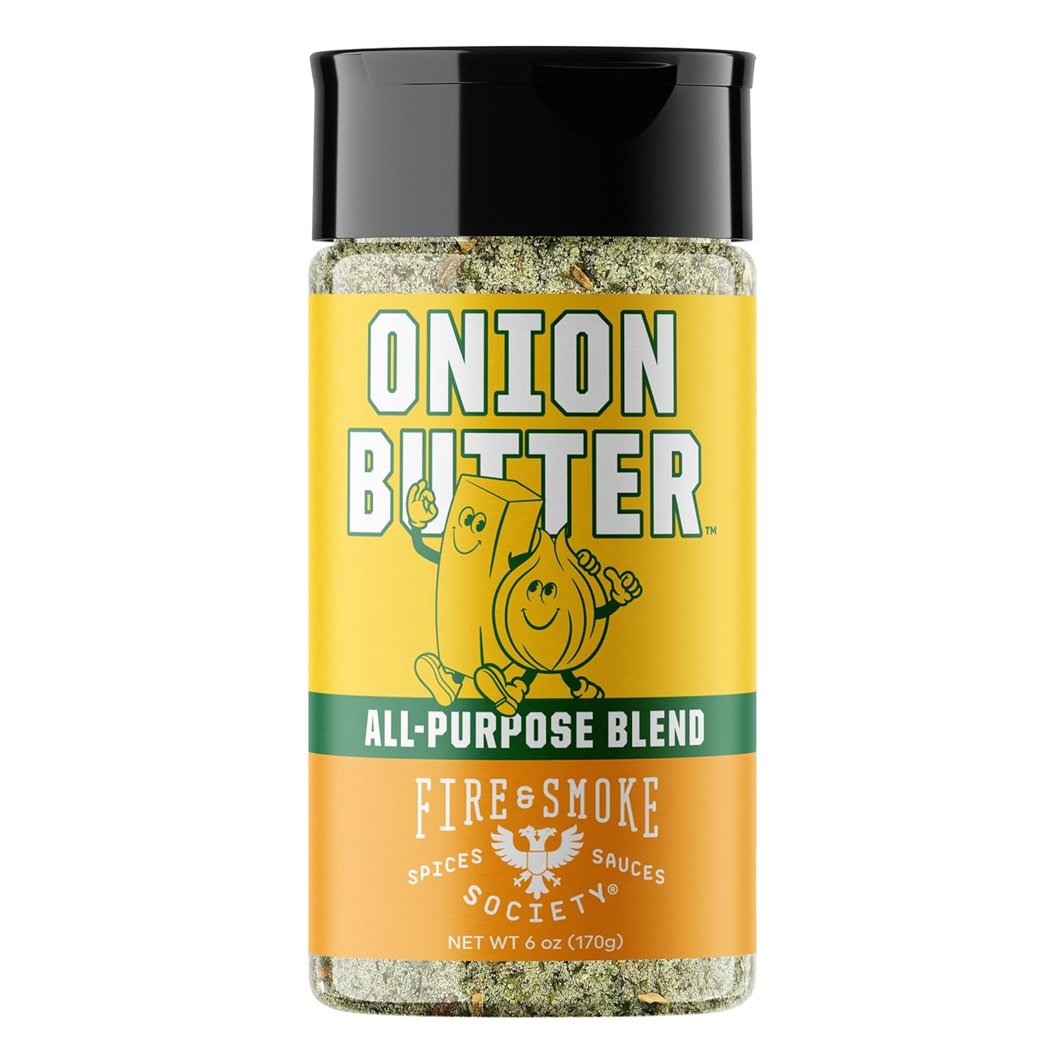 Fire & Smoke Society Onion Butter All Purpose Seasoning | BBQ Rubs for Smoking and Grilling | Steak, Grilled Chicken, Pork, Burgers | Onions, Green Herbs, White Pepper | M 6 oz