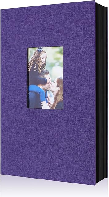 Benjia Photo Album 6x4 Slip in, Linen 300 Pockets Photo Albums Holds Landscape Only 10x15cm Picture Purple