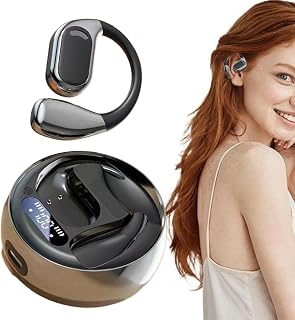 Wireless Noise Cancelling Earbuds, Black, M76, Bluetooth 5.4, Wireless, 6 Hours, 45 Minutes, 10 Meters, Water Resistant, Open Earpiece, In-Ear with Ear Hooks
