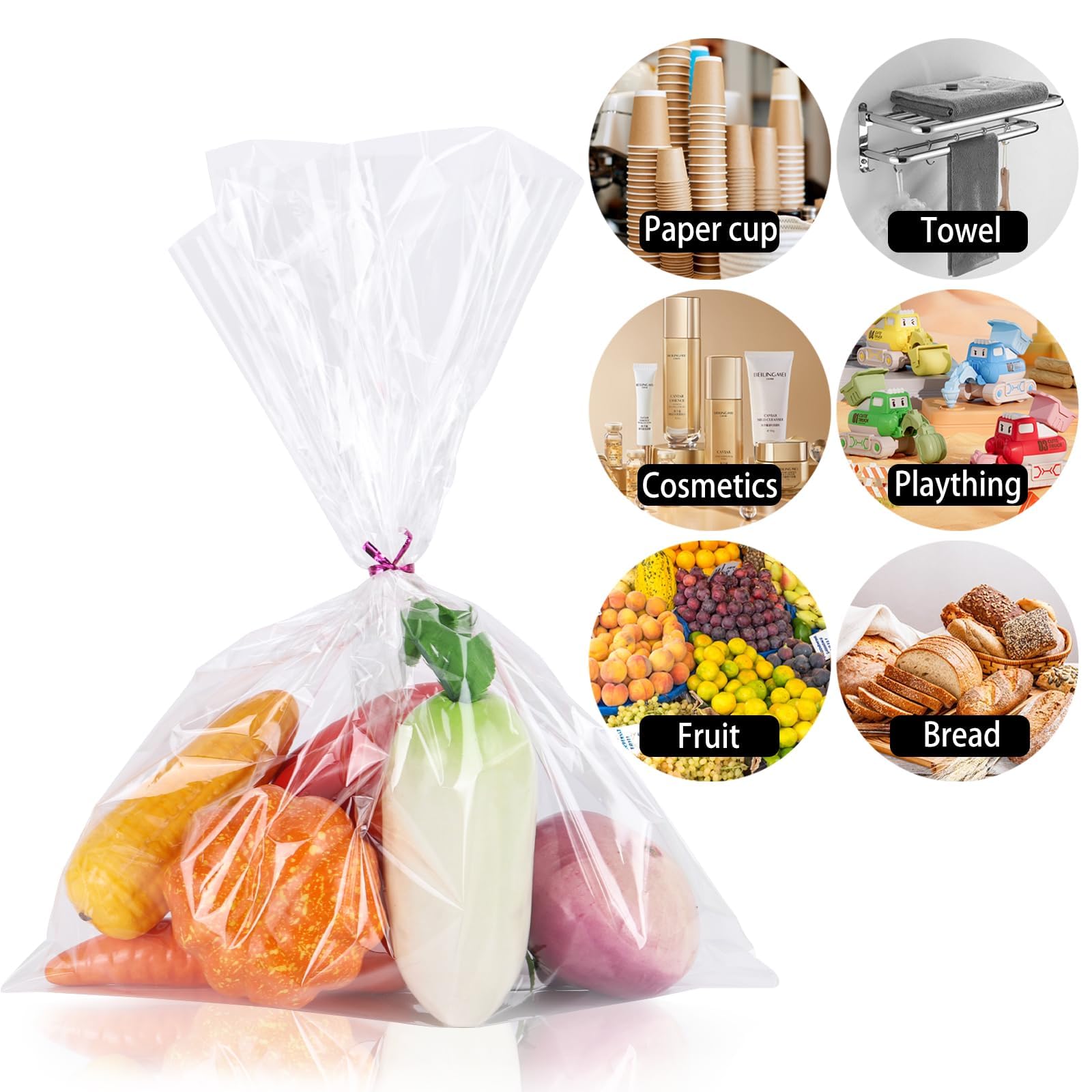 Cherodada Cellophane Treat Bags, 4x6 Inch Iridescent - View #3